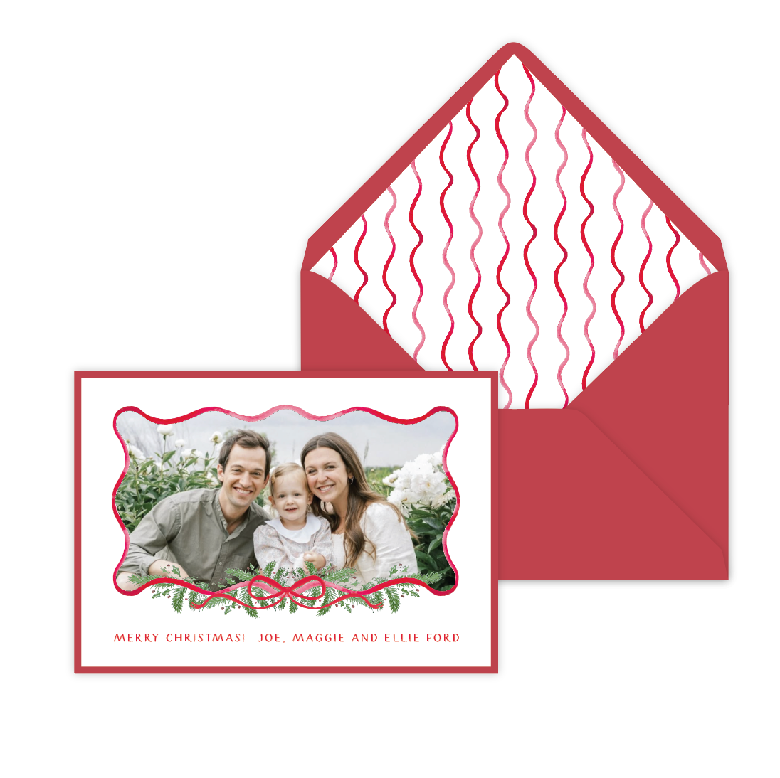 Ribbon Greenery Holiday Card