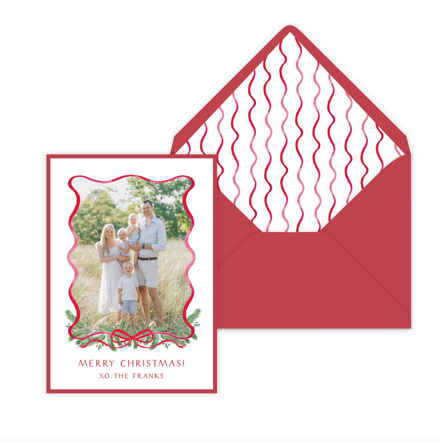 Ribbon Greenery Holiday Card