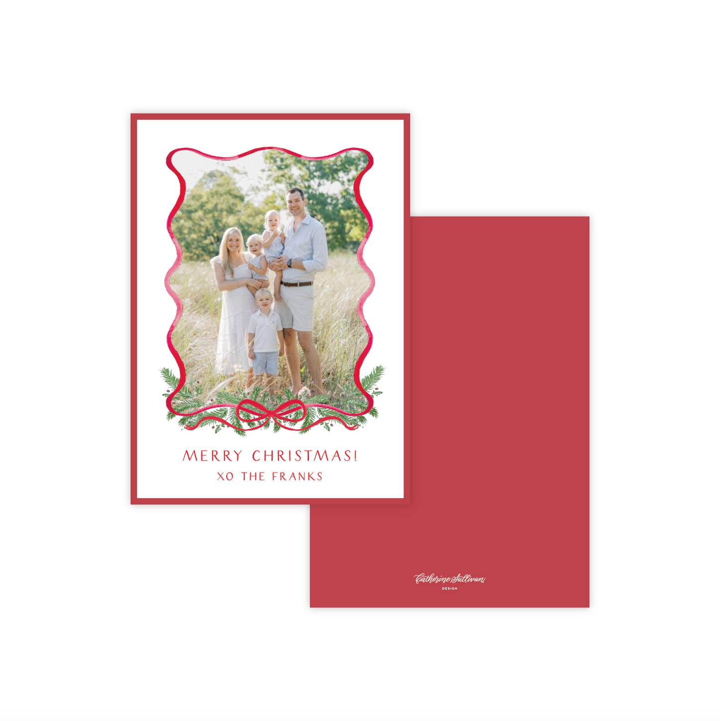 Ribbon Greenery Holiday Card