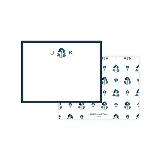 Navy Block Print Personalized Stationery
