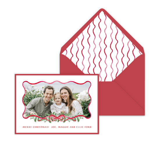 Ribbon Greenery Holiday Card