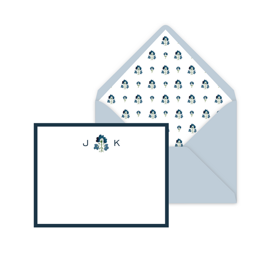 Navy Block Print Personalized Stationery